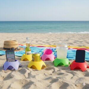 NIB Aisle 3 Essentials Beach Cupholder 8-Pack Set - Multi-Color